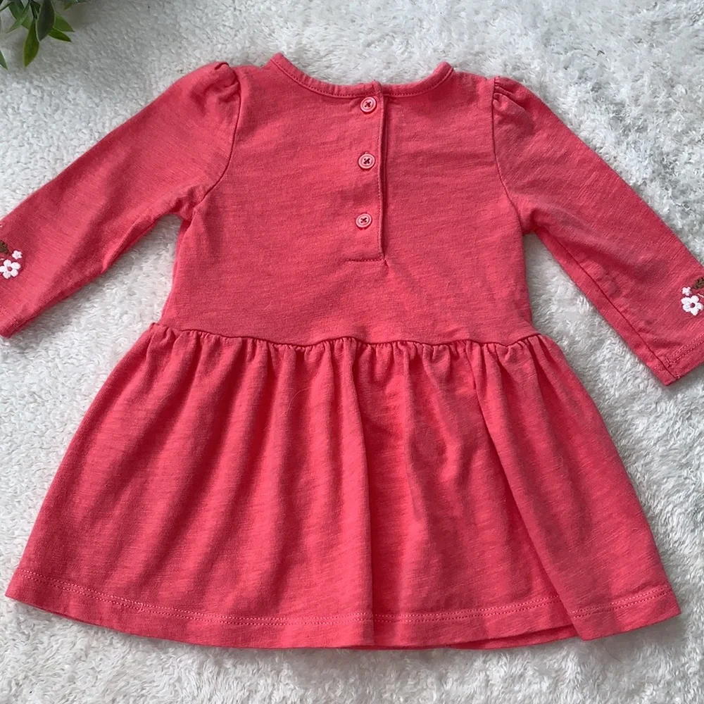 Gymboree Baby Coral Dress 3-6M Long Sleeves EUC